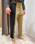 Pantalone beige banda larga nera