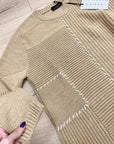 Maglione con mix di intrecci e filo bianco