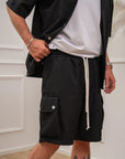 Set coordinato nero camicia e bermuda cargo - Nut