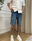 Bermuda in denim cargo