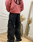 Jeans "Jared" cargo Jeans wide leg grigio