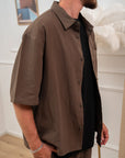 Set coordinato choco camicia e shorts misto lino - Nut