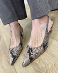 Slingback pitonata in pelle