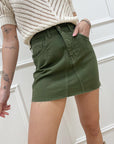 Gonna mini in bull denim militare