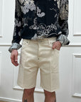 Bermuda in denim burro logo ricamato