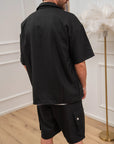 Set coordinato nero camicia e bermuda cargo - Nut