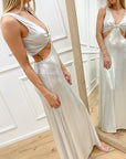 Vestito argento metallizzato con cut out