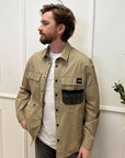 Giacca camicia sabbia con tasca in mesh