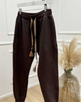 Joggers marrone logo ricamato coulisse