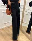 Pantalone a zampa nero bordo lurex bronzo