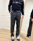 Pantalone nero regular fit in twill di viscosa