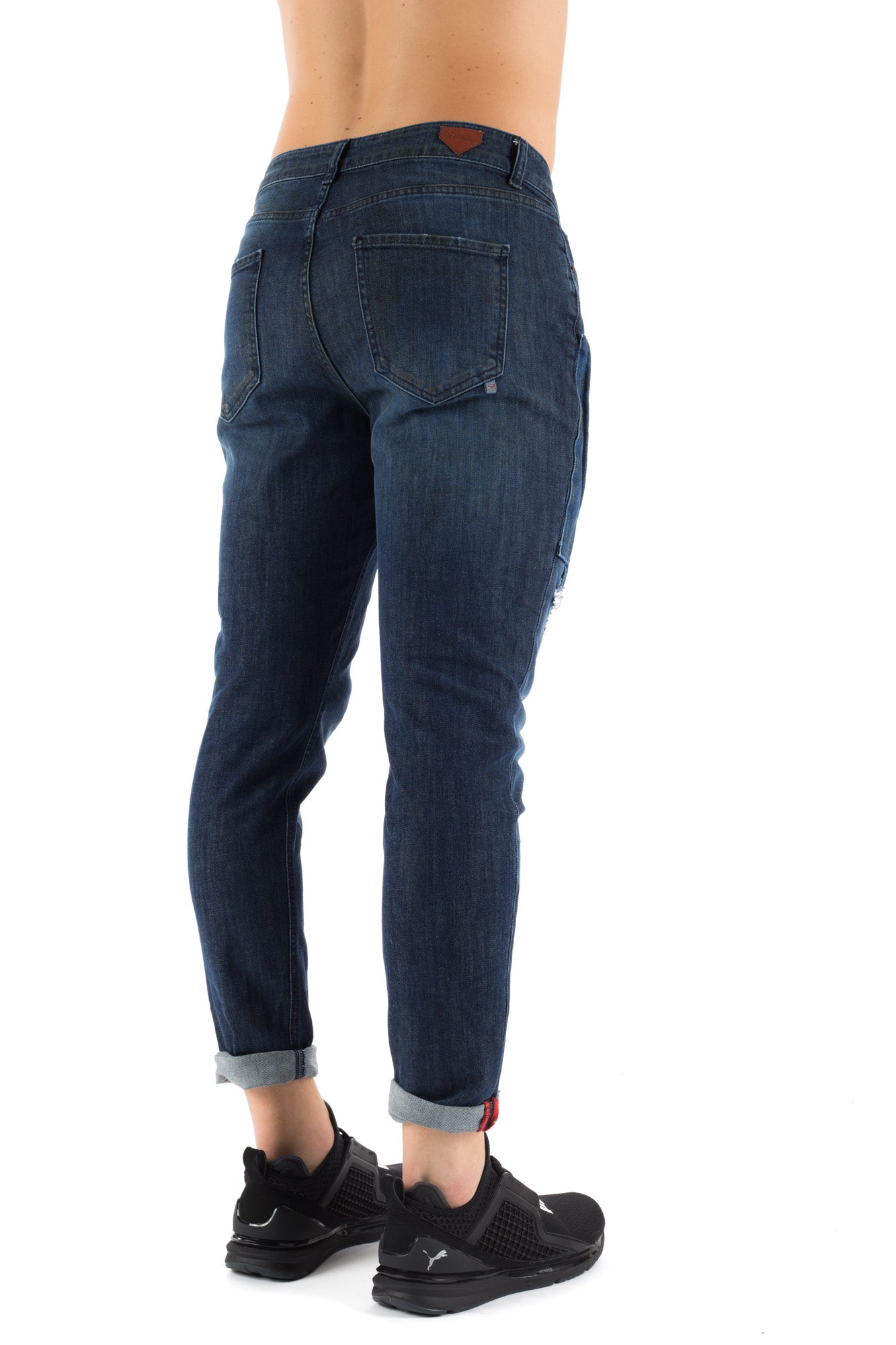 Jeans lavaggio scuro con patch