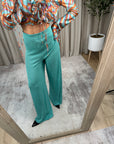 Pantaloni tiffany scampanati in lurex