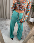 Pantaloni tiffany scampanati in lurex