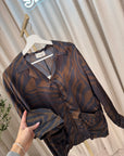 Camicia zebrata cioccolato in satin