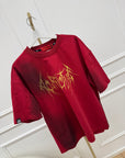 T shirt Thunderstroke rossa stampa logo