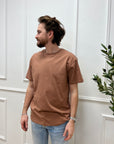 T shirt cognac basic con patch logo