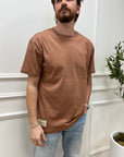 T shirt cognac basic con patch logo