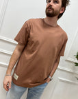 T shirt cognac basic con patch logo