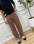 Pantaloni cognac fit morbido