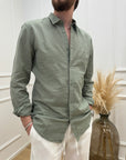 Camicia basic in misto cotone e lino