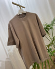 T shirt basic beige girocollo