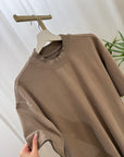 T shirt basic beige girocollo