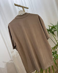 T shirt basic beige girocollo