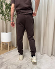 Joggers marrone logo ricamato coulisse