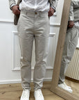 Pantaloni beige dritti goffrati