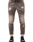 Jeans biker con cerniera in vita