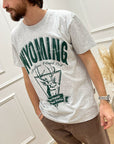 T shirt grigio chiaro con stampa verde