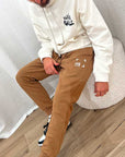 Pantaloni joggers tabacco logo bianco in rilievo