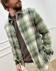 Giacca camicia check verde in flanella