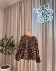 Maglia leopardata con maniche arricciate