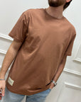 T shirt cognac basic con patch logo