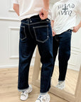 Jeans wide straight blu scuro