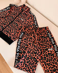 Pantaloni in acetato leopardati con bande Bambino