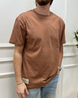 T shirt cognac basic con patch logo