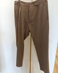 Pantaloni beige dritti con elastico in vita