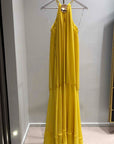 Vestito giallo scollo halter in georgette