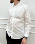 Camicia coreana slim fit bianca in cotone